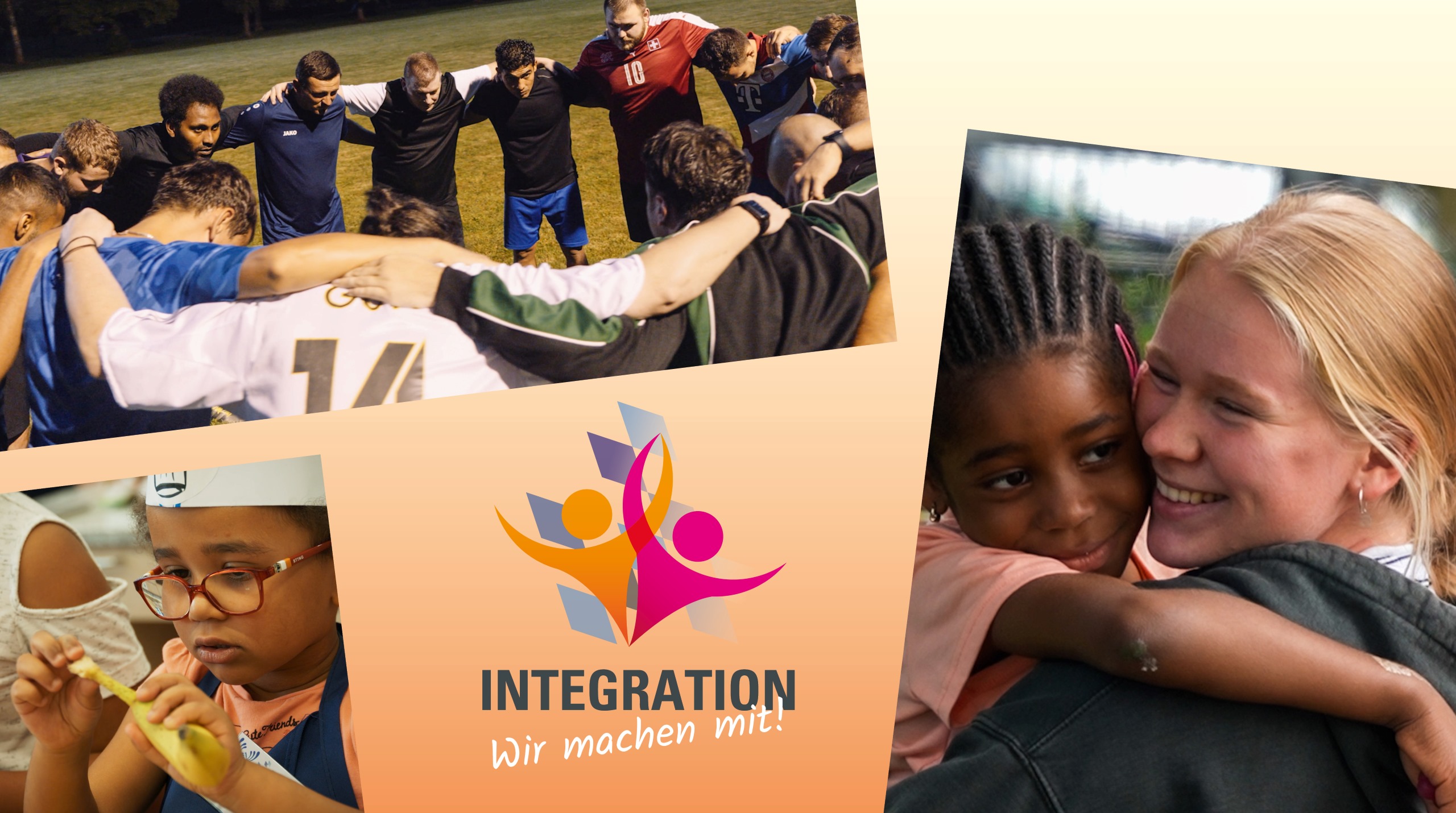 Grafik mit Collage zur Kampagne Integration - Wir machen mit!