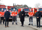 Bayerns Innenminister Joachim Herrmann besucht Feuerwehr-Hilfskonvoi für Kroatien