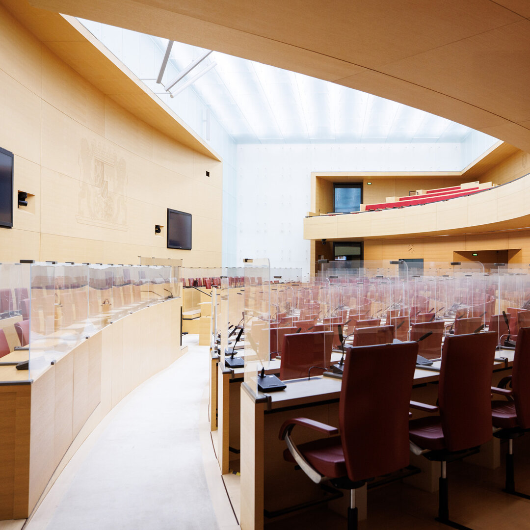 Blick in den Plenarsaal des Bayerischen Landtags